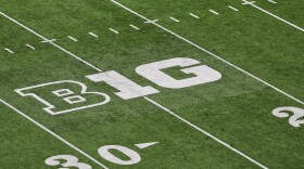 FILE - The Big Ten logo is seen on the field at Husky Stadium during an NCAA college football game, Oct. 25, 2025, in Seattle.