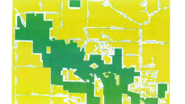 A map of the rural and urban districts of reorganized Ellettsville.