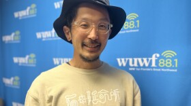 Shinya Ishida, the 2025 GGAF International Artist, in the WUWF studio.