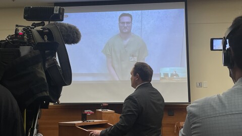 Michael McKee attends his arraignment virtually in the Franklin County Court of Common Pleas on January 23, 2026.