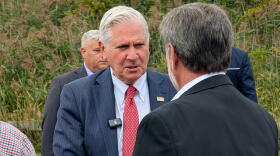 Republican gubernatorial candidate Bruce Blakeman meets with Chili Town Supervisor David Dunning.