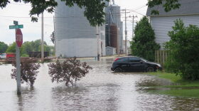 Parts of the streets are still submerged by Wednesday's flooding in Burlington, Wis., Thursday, July 13, 2017.  (Ivan Moreno/AP)
