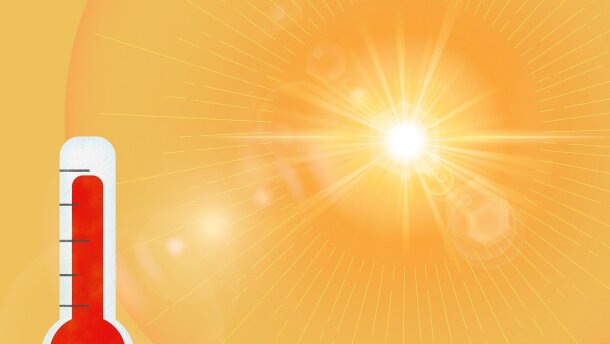 Thermometer with sun image