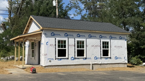 Micah Ecumenical Ministries is working with Atlantic Builders to build this prototype home on the campus of Oberle Academy in 72 person hours, culminating on Friday at noon.
