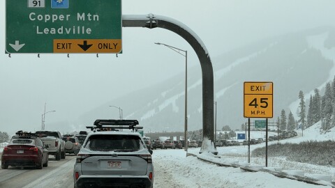 I-70 traffic is backed up at the exit for Copper Mountain on Jan. 24, 2026.