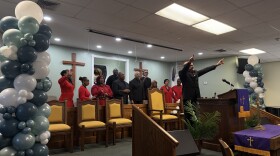 A choir sings at Mt. Zion Methodist Episcopal Church. 