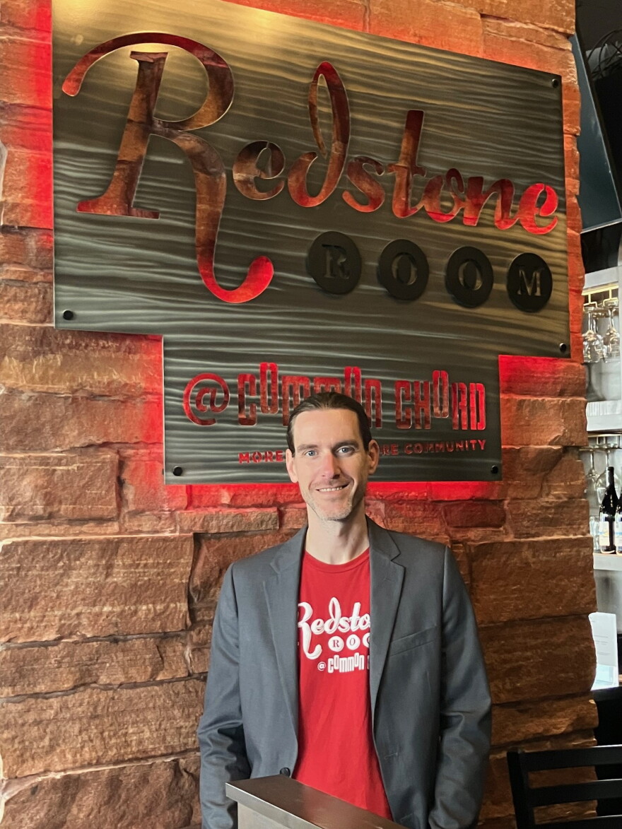 Common Chord executive director Tyson Danner at the Redstone Room entrance, Aug. 31, 2026.