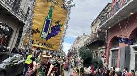 The Krewe of Cork celebrates wine during Mardi Gras in New Orleans.