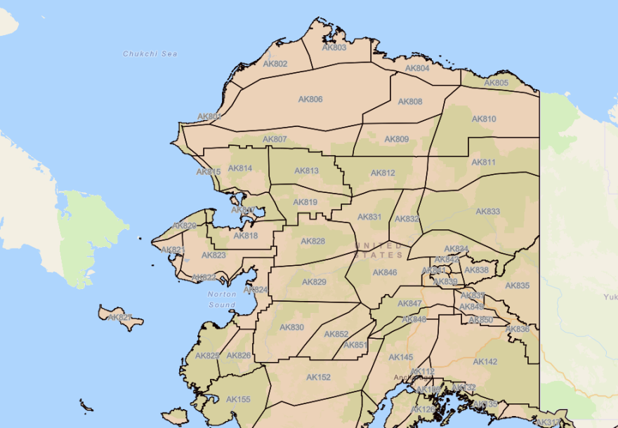 National Weather Service Alaska forecast zone map.