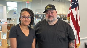 Candace Potter (left) of Kettering and Tony Barnes of Dayton met at the Huber Heights Branch of the Dayton Metro Library to talk about online polarization and how face-to-face conversation can be a relief.