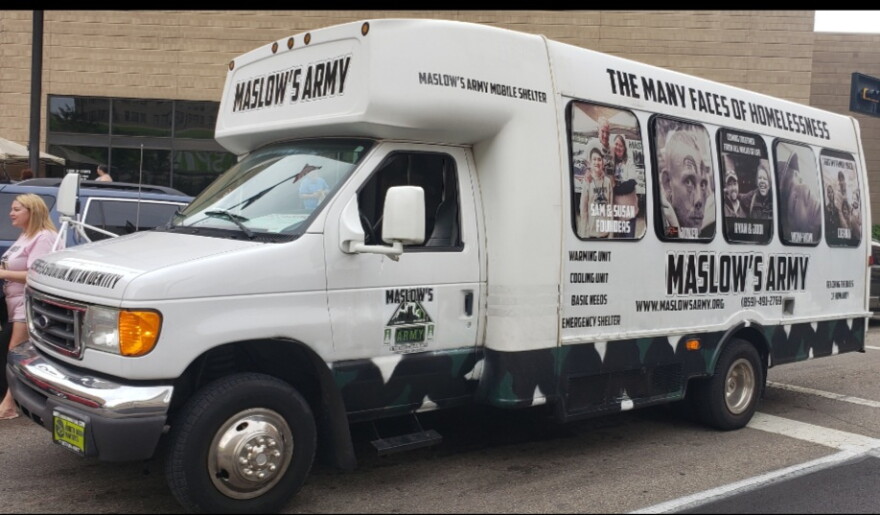 Maslow's Army now has two buses to provide warmth and supplies to those experiencing homelessness. This is one of them. The other was a gift from the late Hamilton County Commissioner Todd Portune.