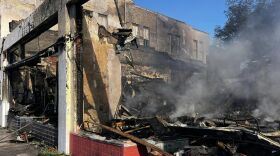 The aftermath of a building fire on West Holland Avenue in Alpine, Texas that broke out on Sunday, May 26, 2024.