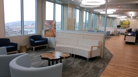 Image of couches in health center lobby.