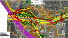 The North Carolina Department of Transportation is planning to widen I-77 from uptown to the South Carolina line. This is the proposed new interchange of I-77 and the Belk Freeway.