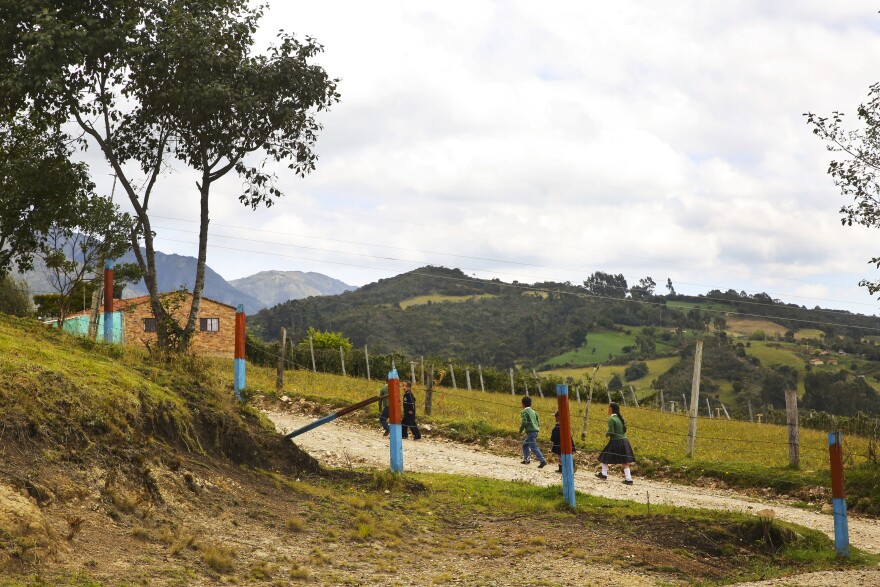 Escuela Rosal sits on a hillside 9,000 feet up in the mountains. It has 33 students, ages 4 through 11, many of whom walk up to an hour to get here from their families' farms.