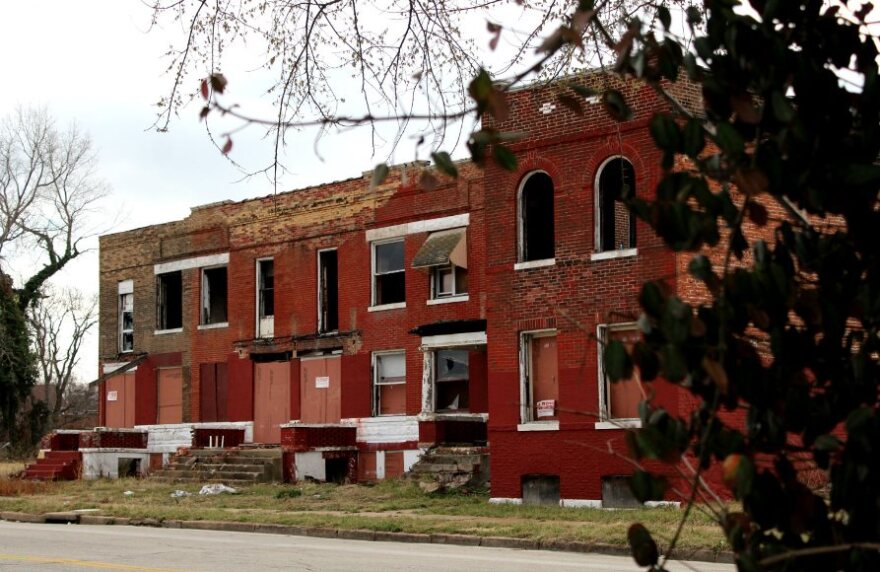 Vacant buildings owned by the Land Reutilization Authority in the 4000 block of Evans Avenue. February 2017.