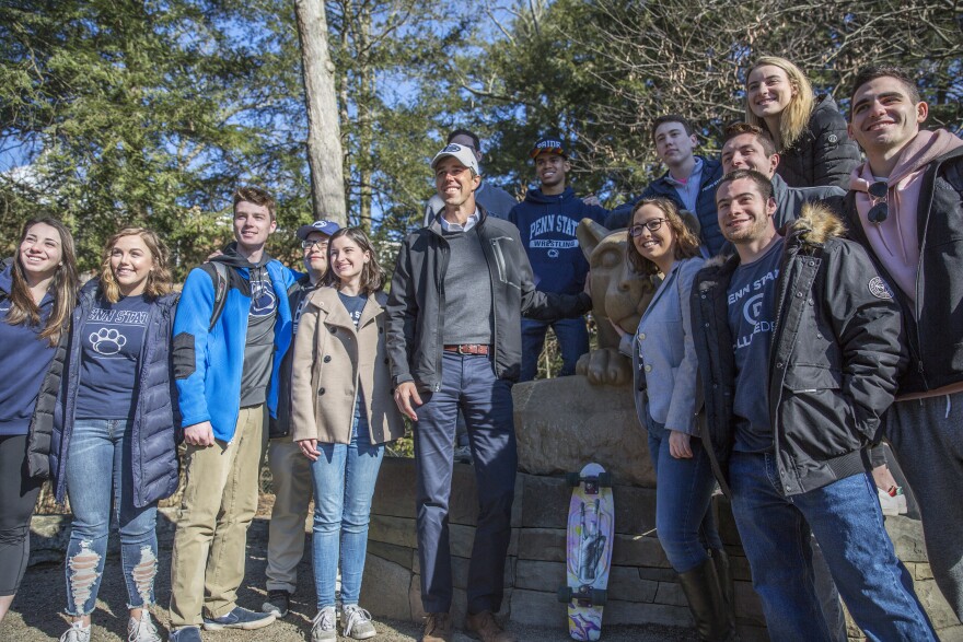 Beto O'Rourke visited the Lion Shrine, joined by students of the Penn State College Democrats. 