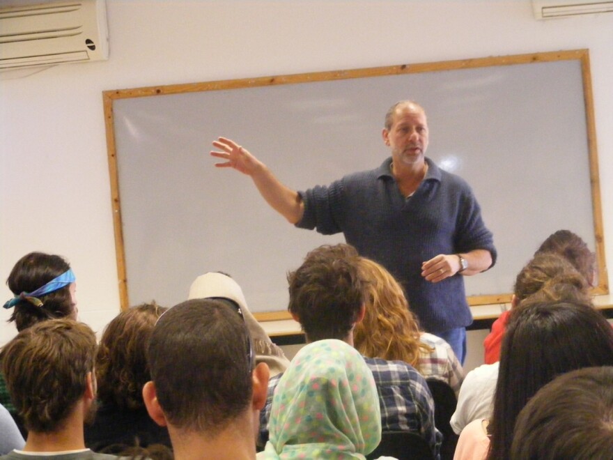 Dr. David Lehrer talking with students Arava Institute for Environmental Studies. Since 1996 it's been on a mission to come up with climate solutions while breaking down barriers among cultures that have historical been in conflict.