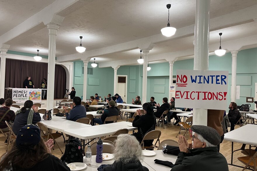 Tacoma For All, the group that created the Landlord Fairness Code and it's supporters, gathered at Urban Grace Church in Tacoma on Dec. 2, during the regular city council meeting. The group doesn't want the city to make changes to the code's prohibition on evictions during cold-weather months.