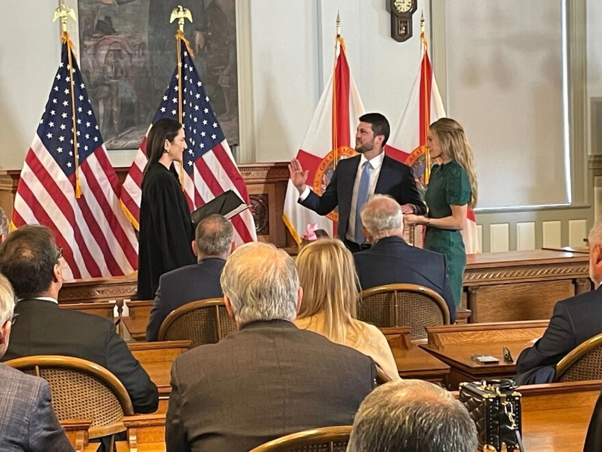 James Uthmeier is sworn in Feb. 17, 2025 as Florida attorney general.