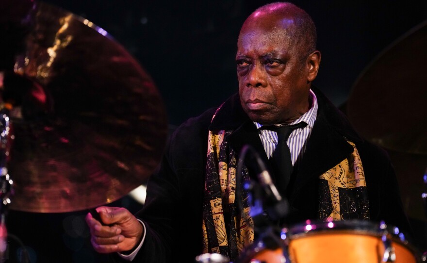 Andrew Cyrille performs at event celebrating the life of author Stanley Crouch