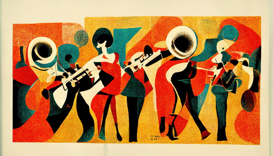 modern artwork of women musicians