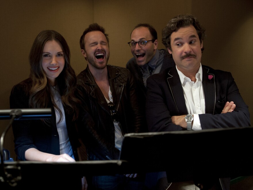 <em>BoJack Horseman</em> creator Raphael Bob-Waksberg (third from left) with actors Alison Brie, Aaron Paul and Paul F. Tompkins.