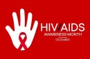 a bright red sign with the words saying december is aids/hiv awareness month