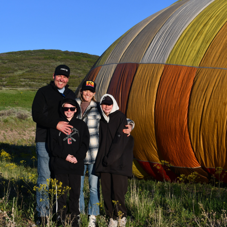 Dena Stewart, her husband Steve, and children Rylan and Andi enjoy a fall day balloon ride in Park City.