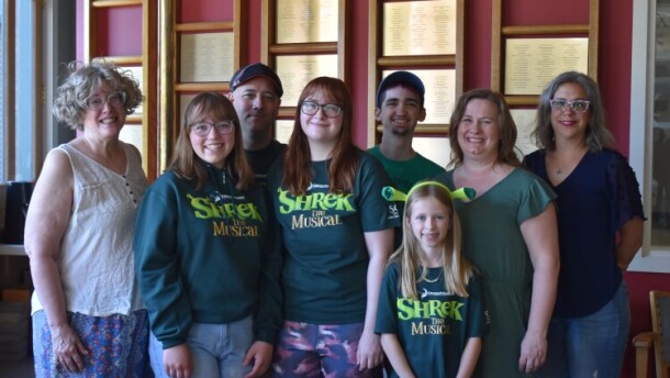 Cast members of the Spokane Children's Theater production of "Shrek" in the SPR studio