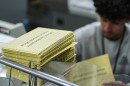 Lehigh County voter registration workers sort mail-in ballots Nov. 5, 2024, at Lehigh County Government Center in Allentown, Lehigh County, Pennsylvania.  (Matt Smith / For Spotlight PA)