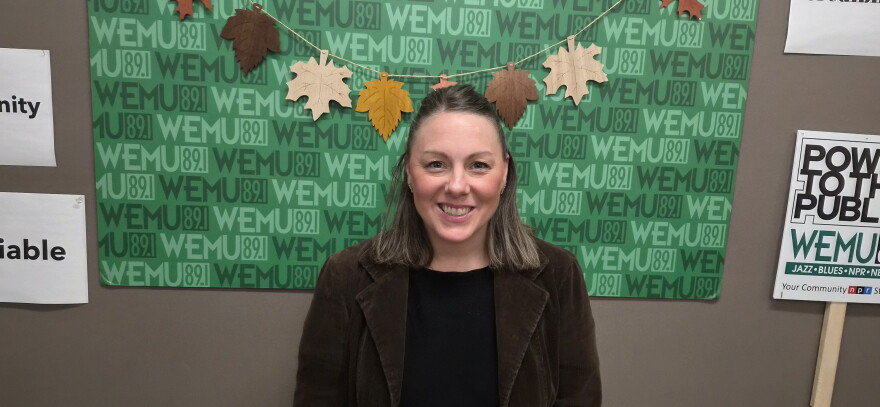 Ypsilanti Community Schools Director of STEM Innovation Kelly Mickel at the Timko Broadcast Center.