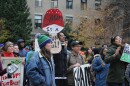 Around 100 union members and their supporters rallied on Cornell's campus Friday.