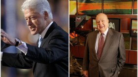 Former President Bill Clinton, left, alongside the late Fox News CEO Roger Ailes. (Charlie Neibergall, File/AP and Jim Cooper, File/AP)
