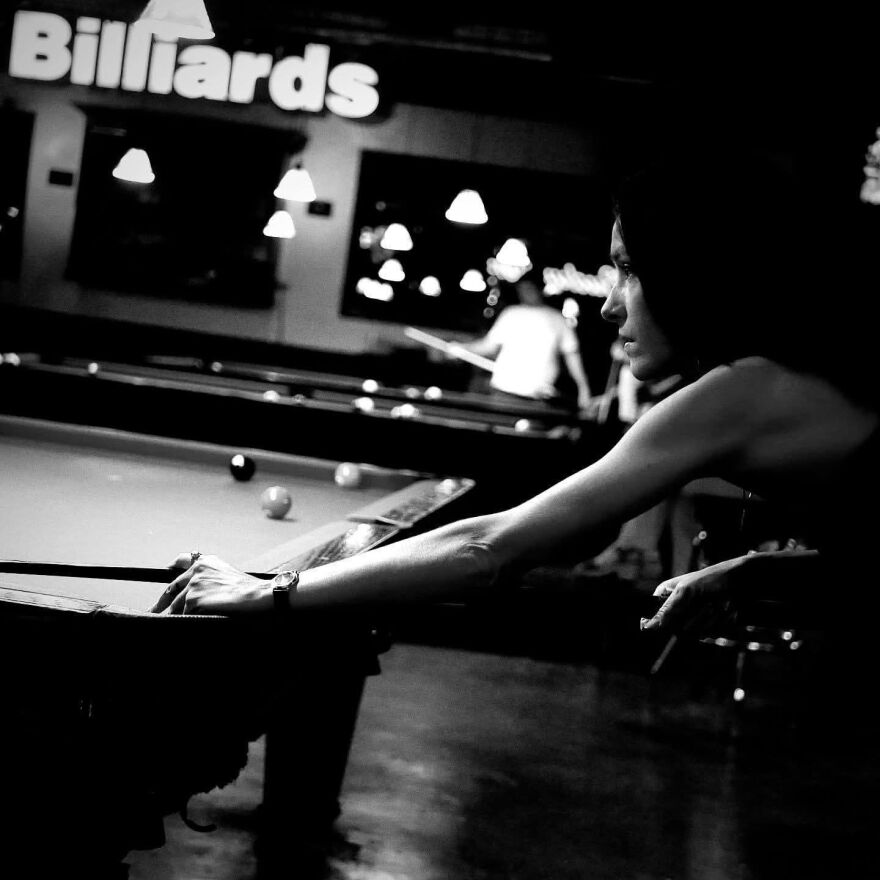 Megan Englehart plays pool. (Photo courtesy of Megan Englehart)