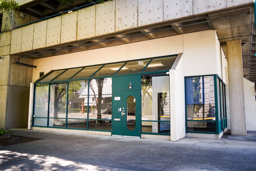 Outside the Connected Lane County Youth Hub in downtown Eugene.