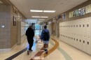 A photo of two students walking in Glendale Middle School.