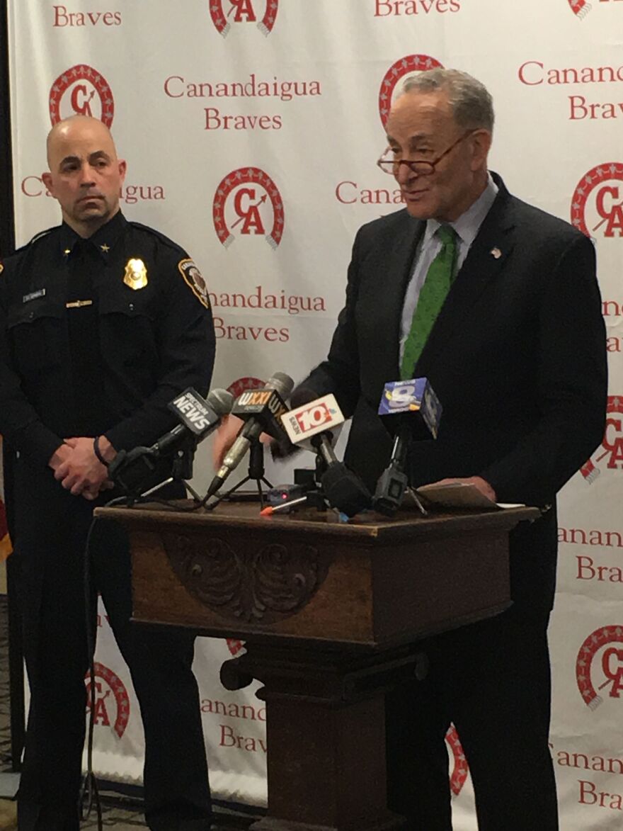 Senator Chuck Schumer and Canandaigua Police Chief Stephen Hedworth