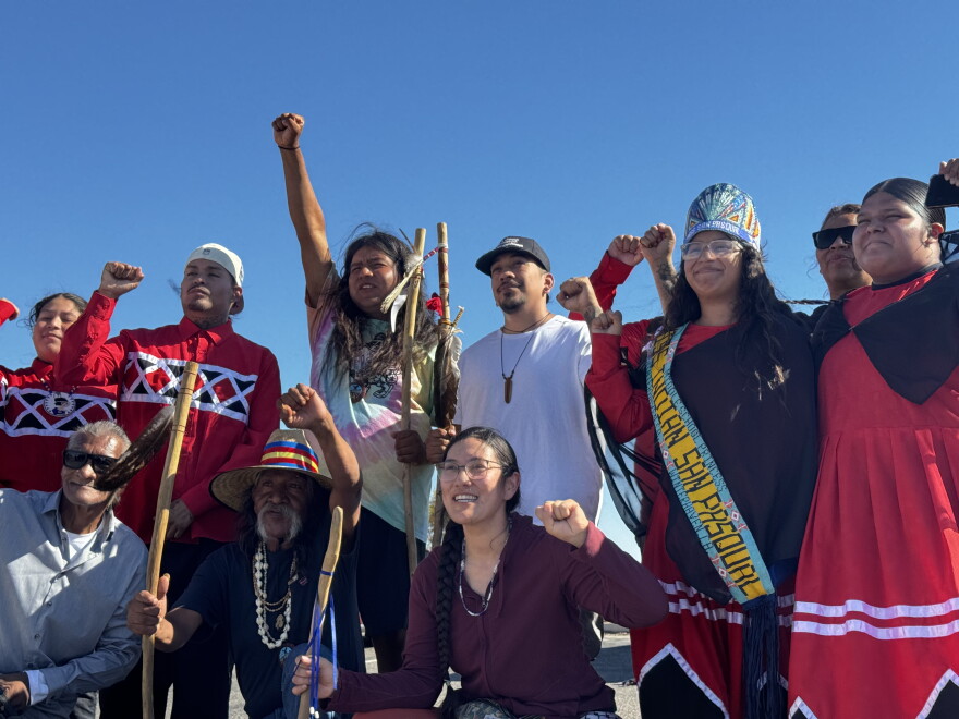 Hualapai activists alongside Quechan Tribe members.