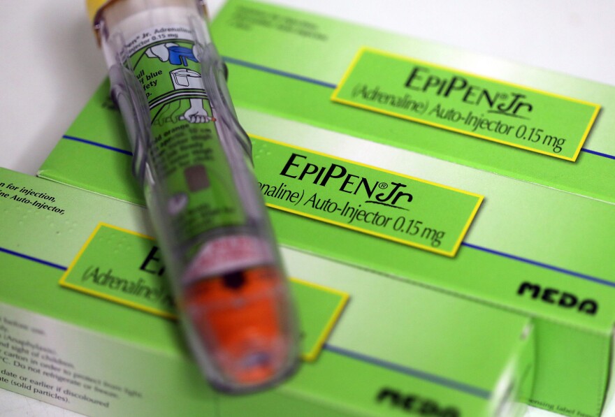 An EpiPen Jr. epinephrine auto-injector. Some EpiPens have been recalled from the U.S. market over concerns that they could fail to activate when people try to use them.