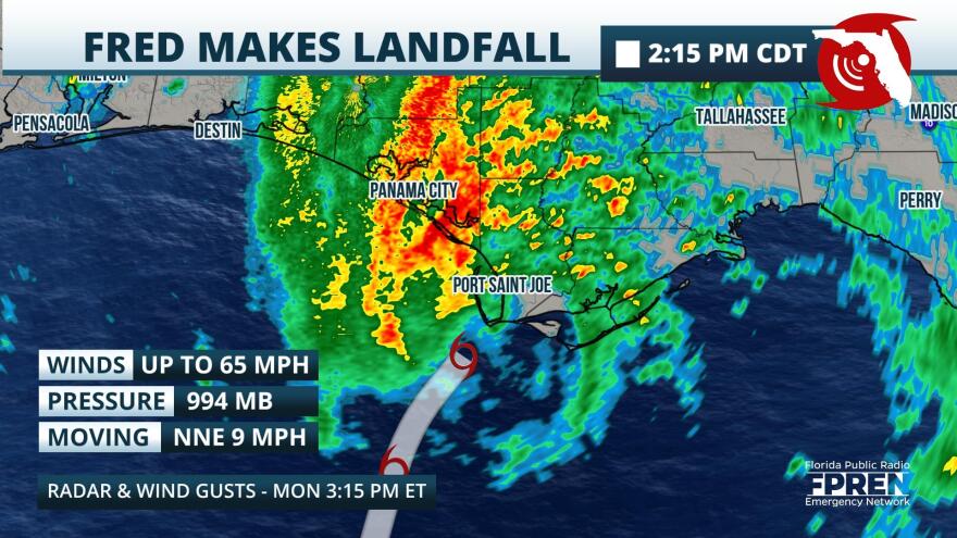 Map shows Fred's landfall at Port St. Joe