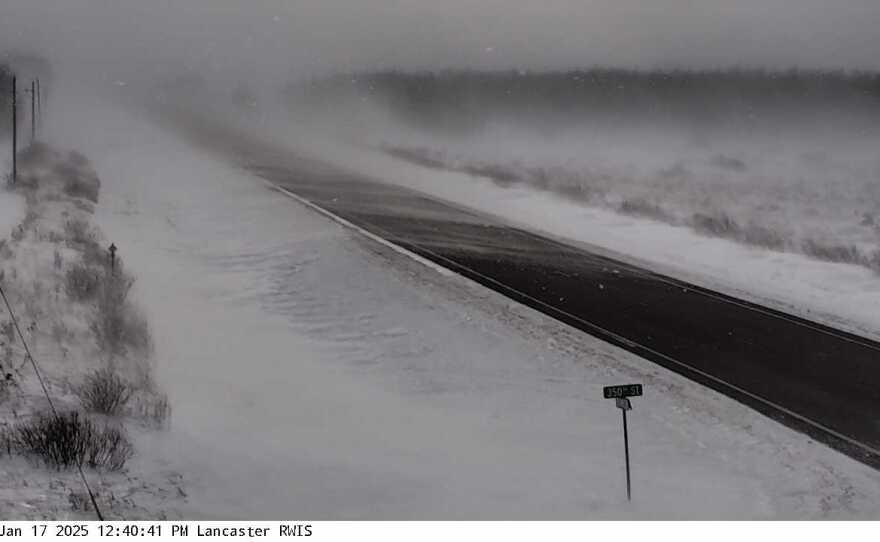MnDOT crews capture conditions on area highways in northwestern Minnesota, such as Lancaster, on Jan. 17, 2025.