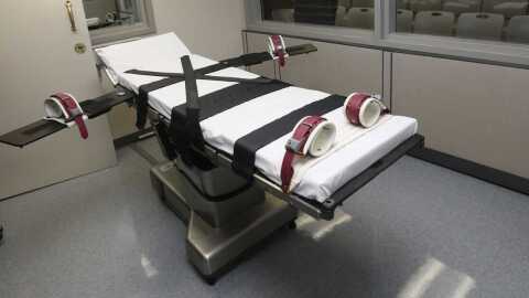 A gurney in the execution chamber at the Oklahoma State Penitentiary in McAlester, Okla., on Oct. 9, 2014. A report from the Death Penalty Information Center noted a spike in executions in Florida in 2025. Two executions are scheduled to be performed on July 28 this year.