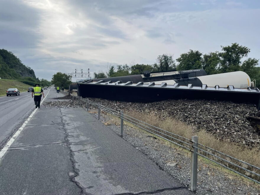 A CSX train derailed in Scotia, NY on Aug. 4, 2023 