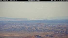 Smoke from the Beehive Fire in Western Montrose County visible on the Benchmark Lookout camera via FTS360 Overwatch.