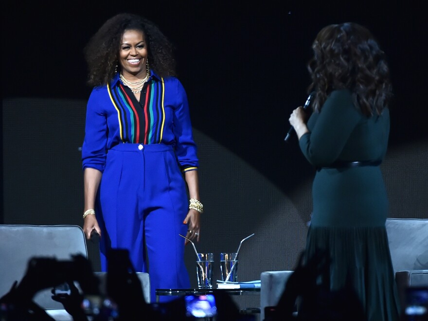 Former first lady Michelle Obama with Oprah Winfrey (who placed fourth) in February. This marks the third consecutive year that Obama was the most admired woman in America, according to Gallup.