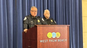 West Palm Beach Police Chief Tony Araujo speaks at the city hall building to announce the firings of five command-level officers on Friday, July 31, 2026, ending a chapter for the police department that saw public airings of misconduct and key positions left vacant for years.