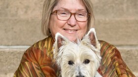 Linda Freudenberger holding a dog