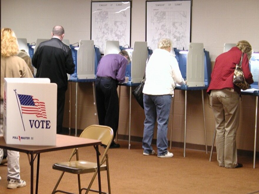 Voters in Jackson, Michigan fill out their ballots in a recent election