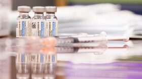 Vials and syringes of the Johnson and Johnson Janssen Covid-19 vaccine are displayed for a photograph at a Culver City Fire Department vaccination clinic in California.